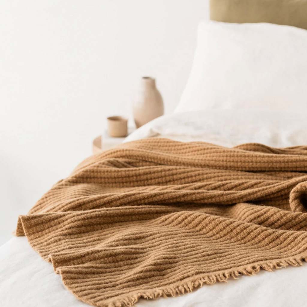 Foxtrot Home Ginger Honey Ribbed Wool Blanket