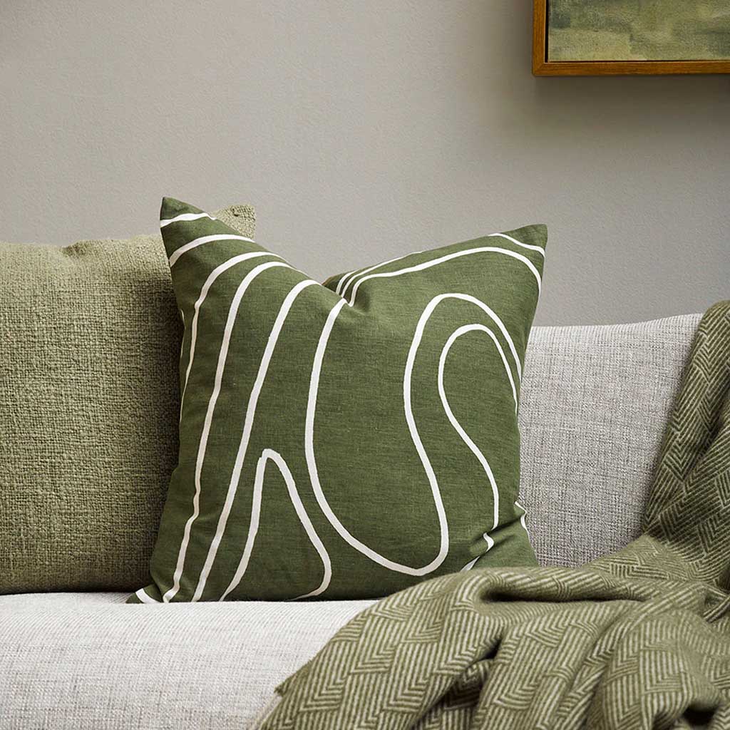 Picchu Olive Feather 50x50cm Cushion
