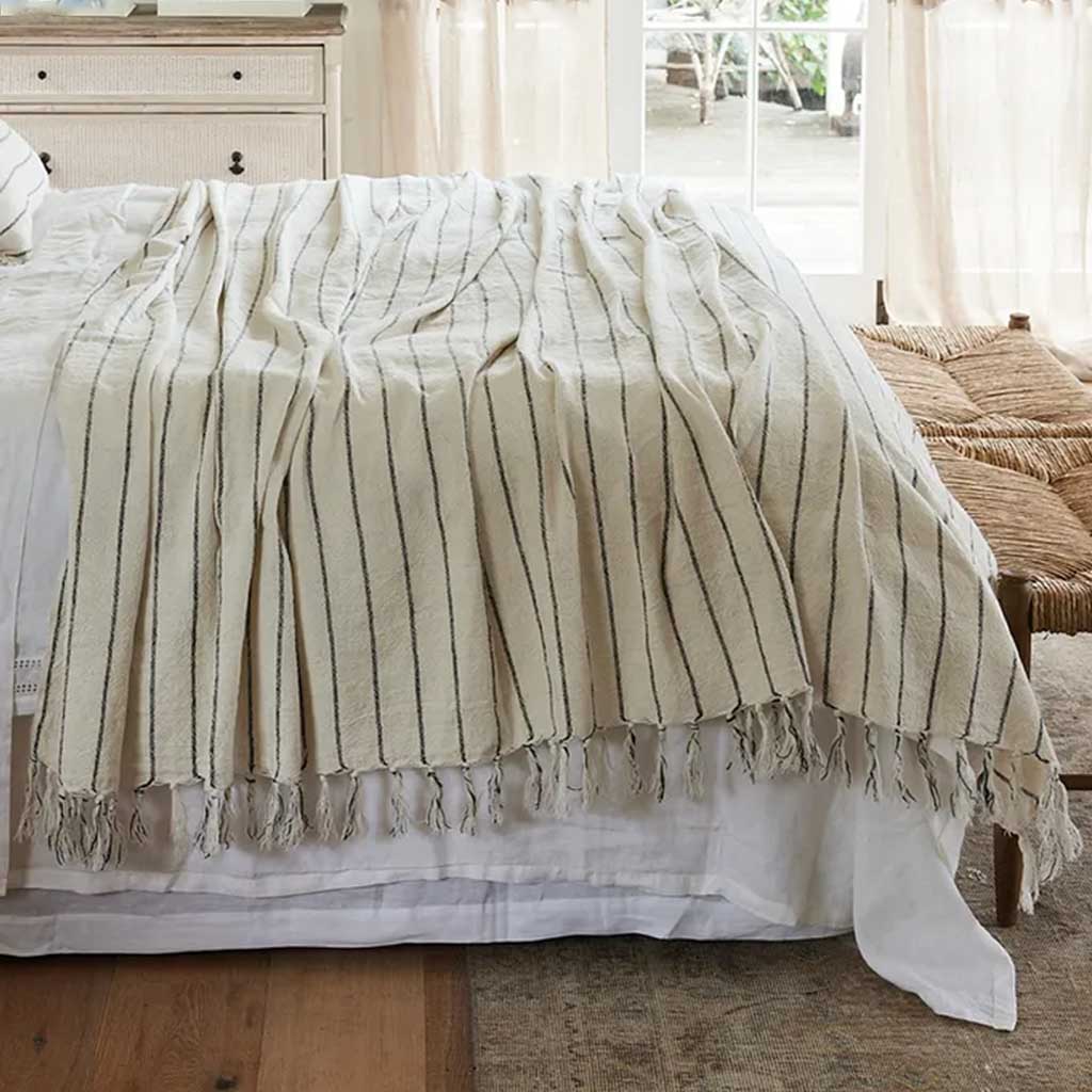 Striped Linen Cotton Bed Cover
