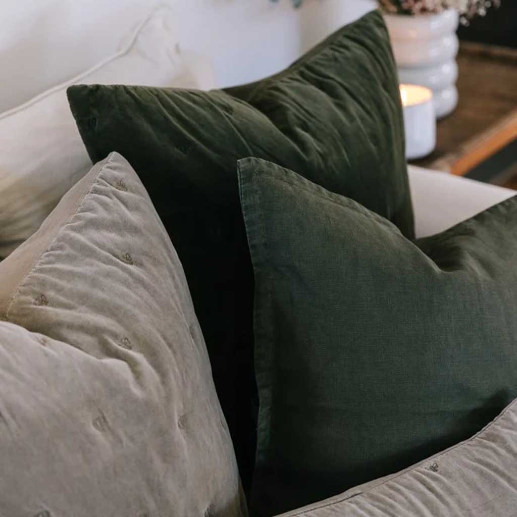 Classic Linen Cushion - Olive