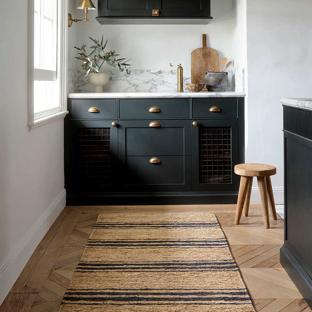 Armadillo River Ticking Runner Rug