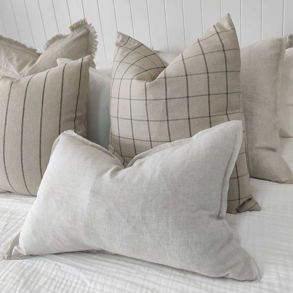 Irish Linen Cushion Black Plaid Madisons