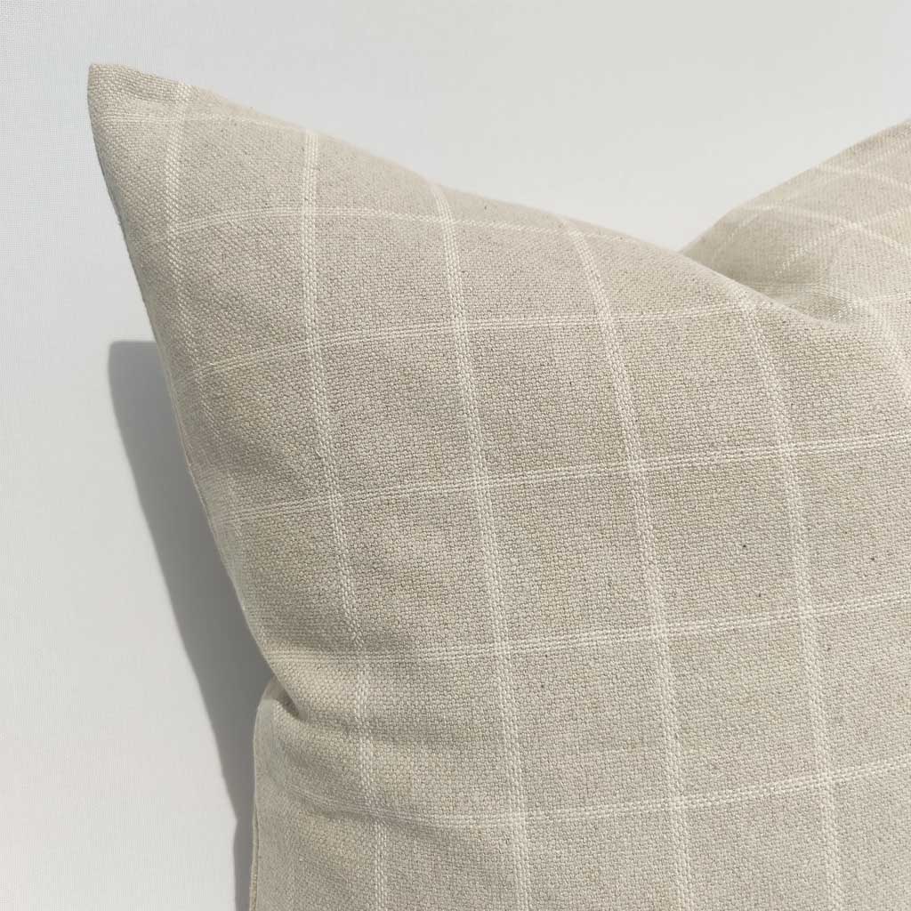 Irish Linen Cushion White Plaid Madisons