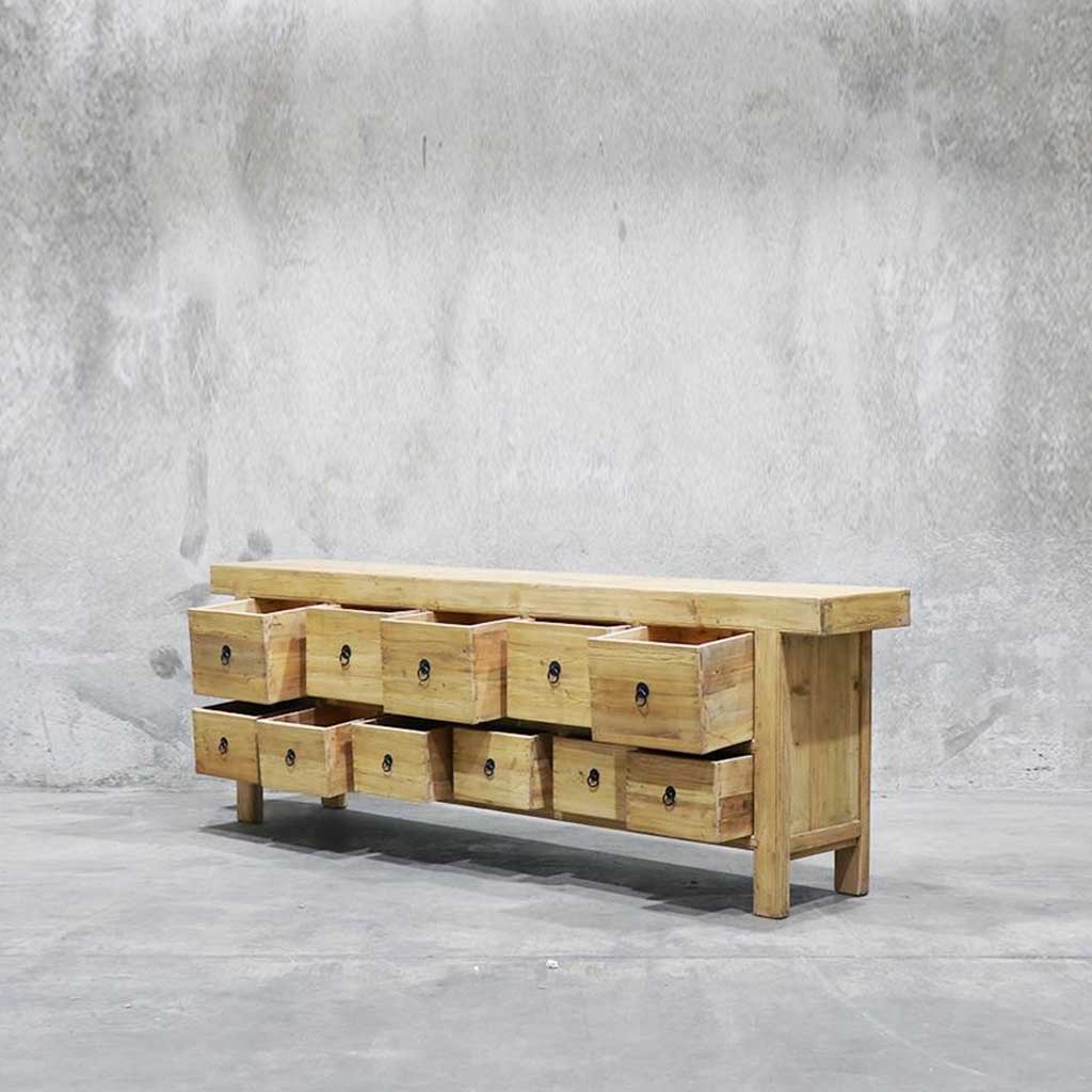 Created with a deliberate distressed finish, the 11 Drawer Sideboard is right at home in both traditional or coastal settings