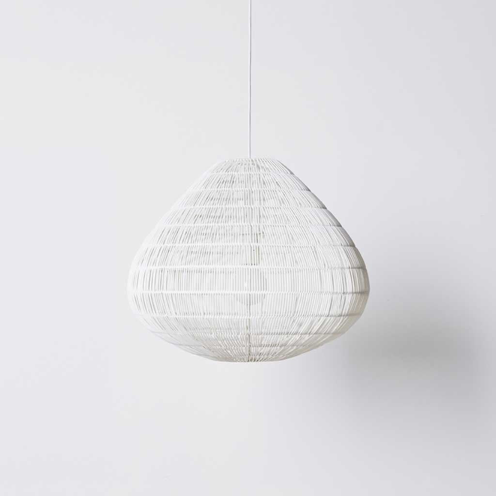 A strikingly simple pendant shade in woven polyethelyne rattan (suitable for outdoors), available in two sizes.