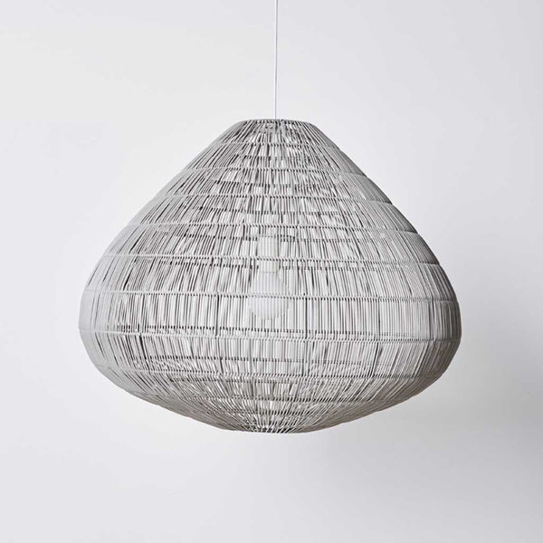 A strikingly simple pendant shade in woven polyethelyne rattan (suitable for outdoors), available in two sizes.