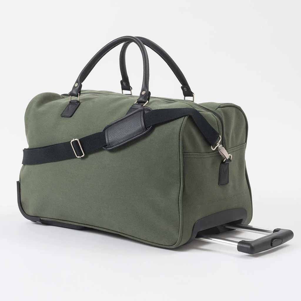 The practical Canvas Trolley Bag features an extendable handle, durable design and overhead locker friendly dimensions.