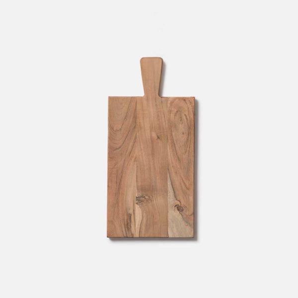 Made from richly grained acacia wood, a rectangular chopping board makes a beautiful, enduring addition to any kitchen.