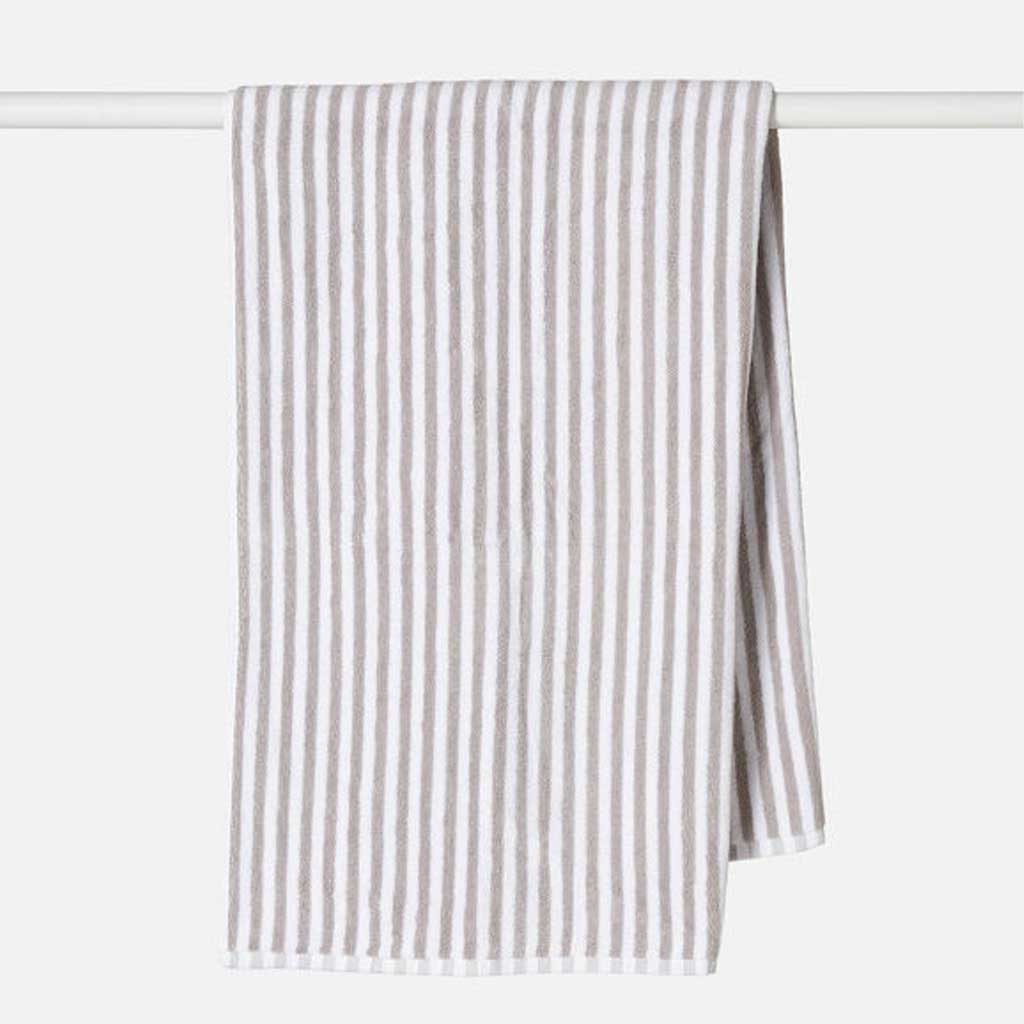 Wide Stripe Cotton Bath Towel Grey Madisons
